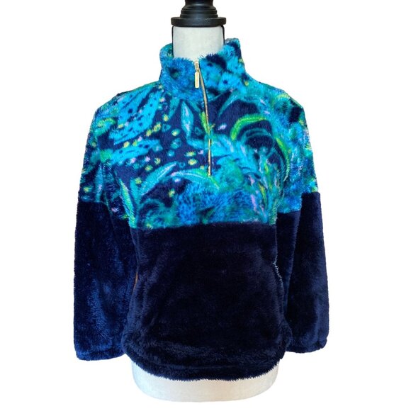 Lilly Pulitzer Keala Sherpa Popover Top Low Tide Navy Catty  Girls 12/14‎ XL - Picture 5 of 10